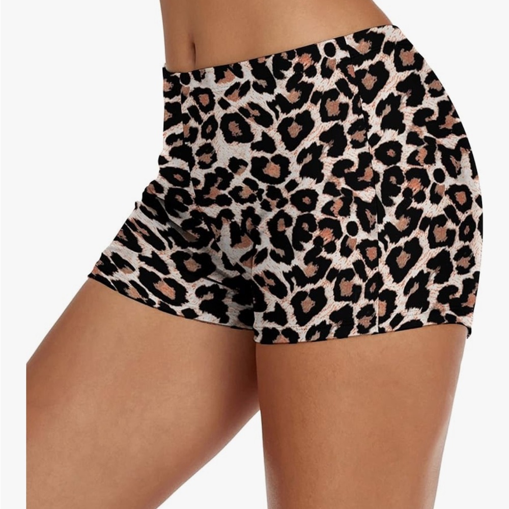 Stylish Leopard High Waist Swim Shorts